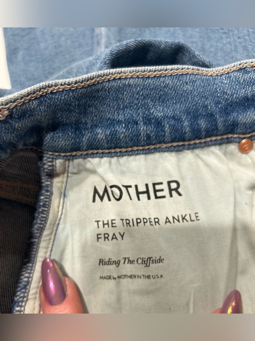MOTHER The Tripper Ankle Fray Jeans Riding The Cliffside Button Fly Stretch 27 - Picture 4 of 13